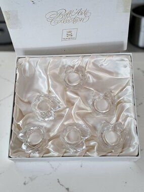 SPIEGELAU BELL’ARTE COLLECTION CRYSTAL BOW/BOWTIE MOTIF SIX MAPKIN RINGS NIB